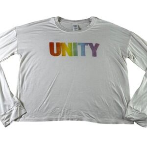NWT Melrose Market Womens XL Unity Rainbow Graphic Long Sleeve Crew Neck T Shirt